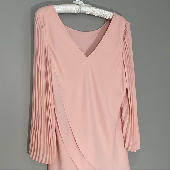 Laurie Felt Tulip Hem Blouse Size M Blush Powder Pink Pleated Sleeves Reversible - Picture 6 of 14